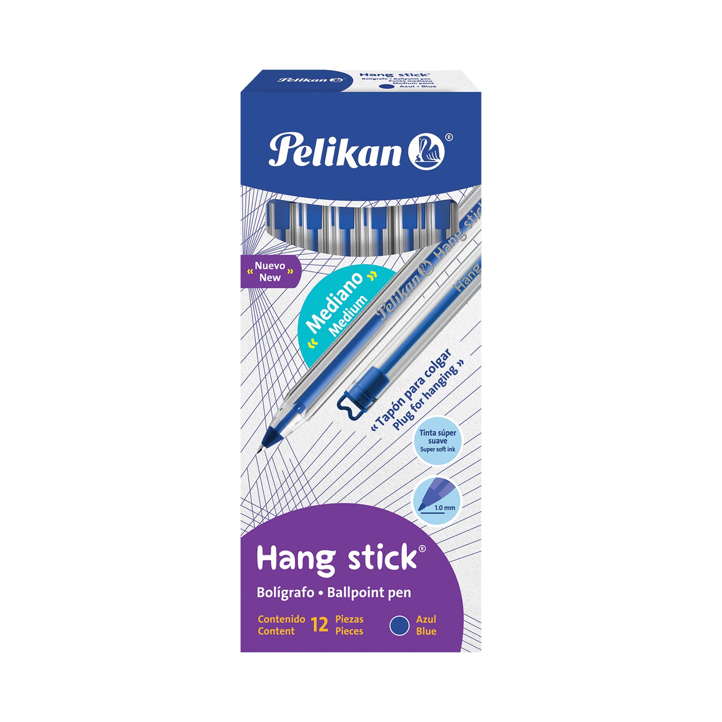 Lapicero Hang Stick Punta Mediano Azul C/12