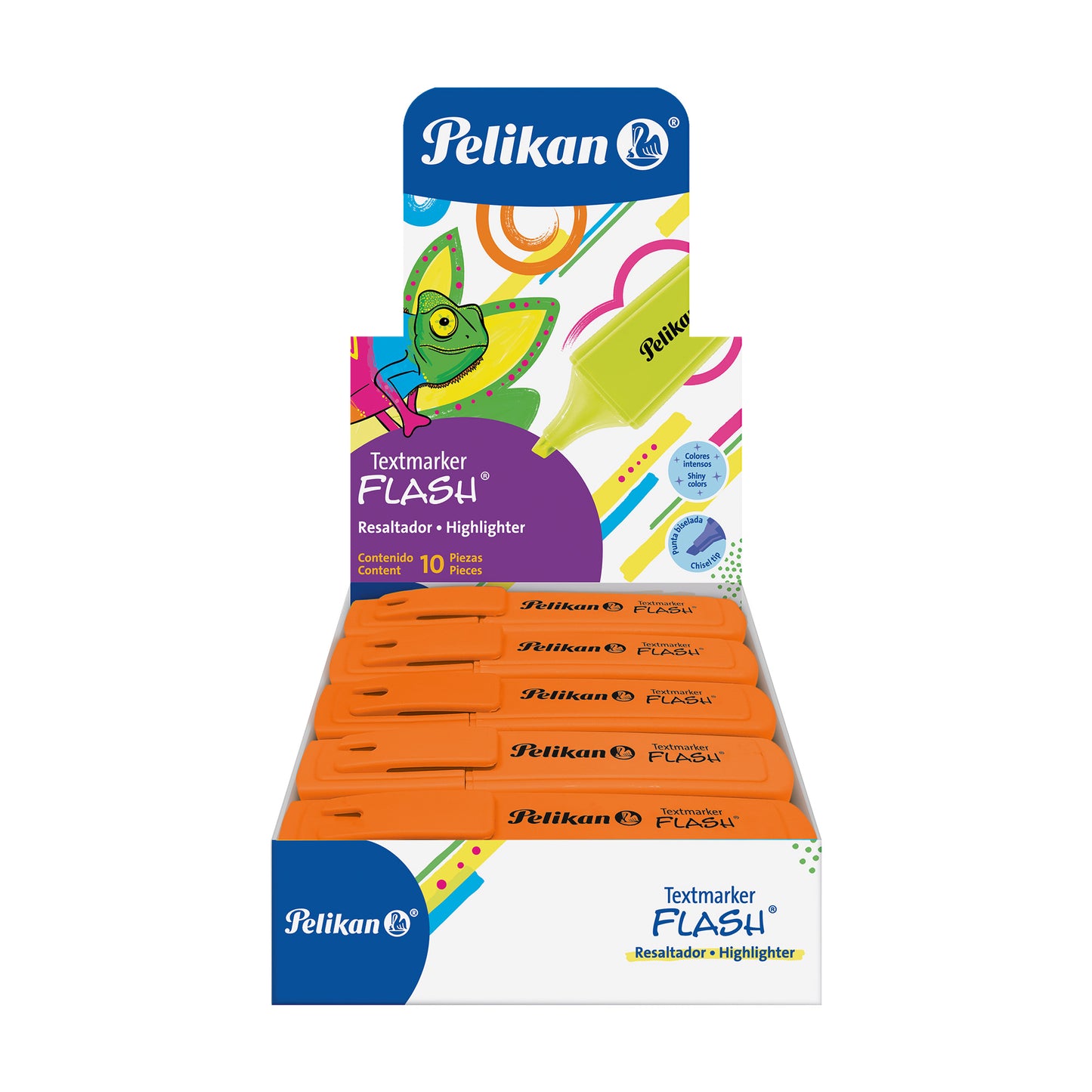 RESALTADOR FLASH NEÓN NARANJA C/10