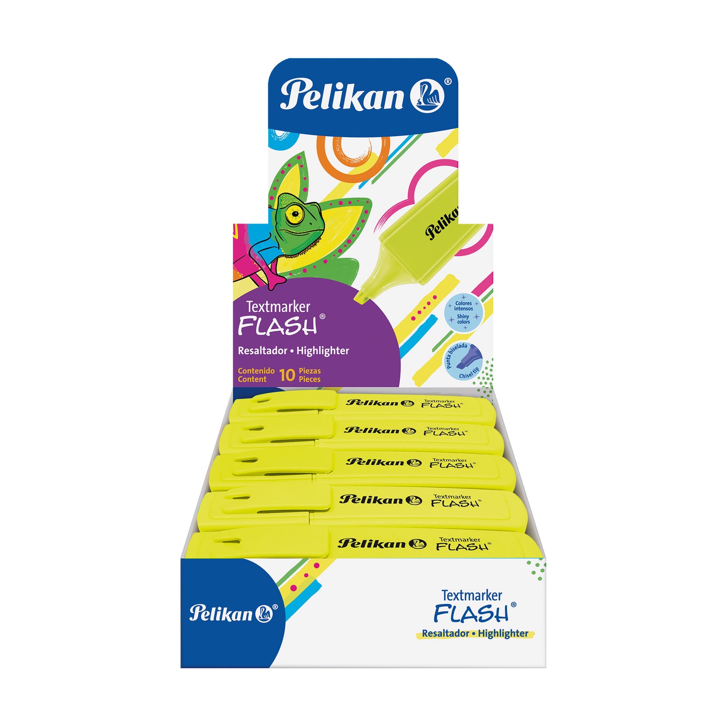 RESALTADOR FLASH NEÓN AMARILLO C/10