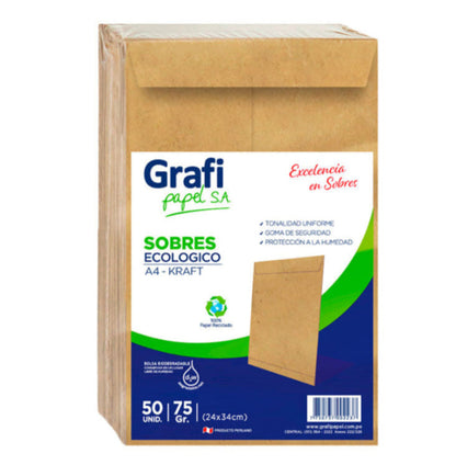 Sobre Ecológico Kraft A4 X MILLAR