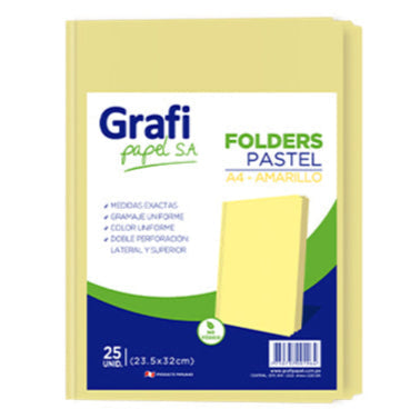 Folder Pastel Amarillo A4 X MILLAR