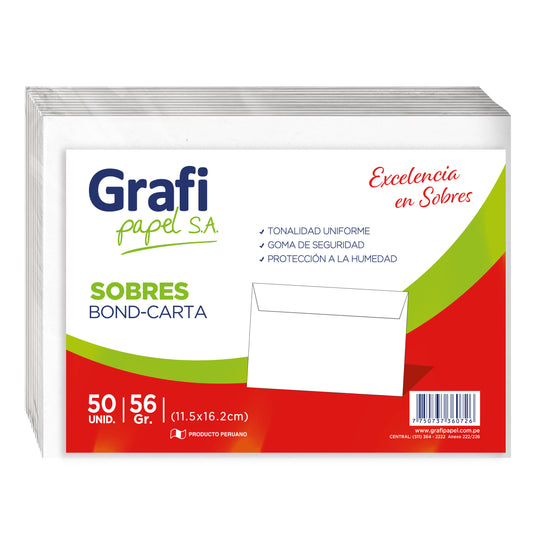 Sobre Bond Carta 56 gr. X MILLAR