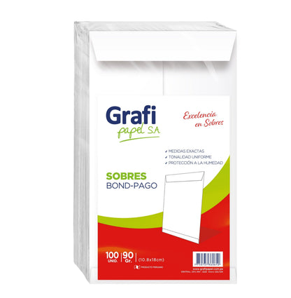 Sobres Bond Pago X MILLAR
