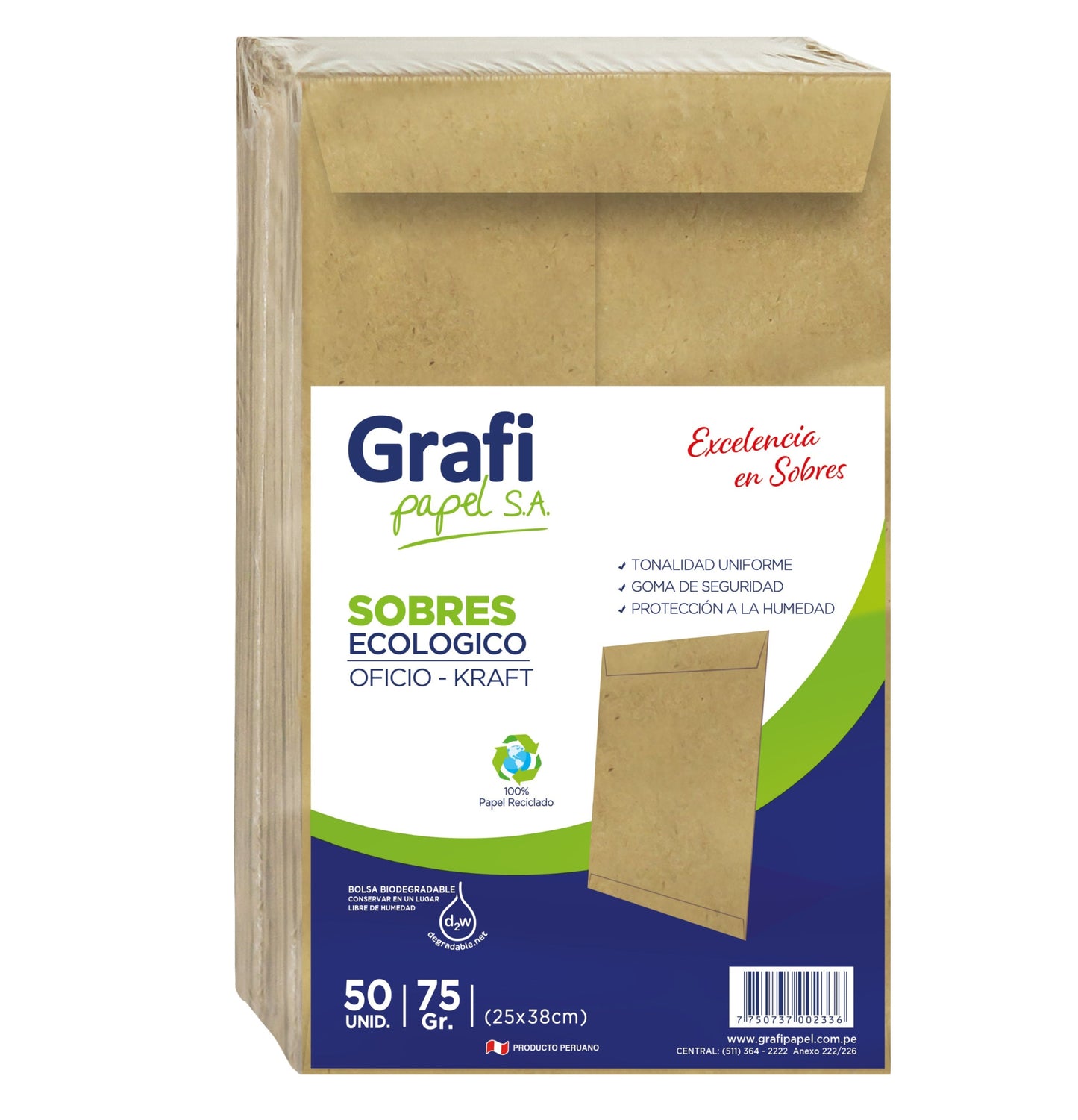 Sobre Ecológico Kraft Oficio X MILLAR